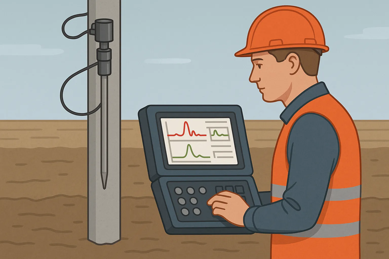 Динамические испытания свай - PDA анализатор и датчики